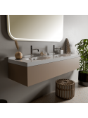 Livabo Marin DD-50150 | Premium Çift Lavabolu Akrilik Etajerli Lavabo 150 cm